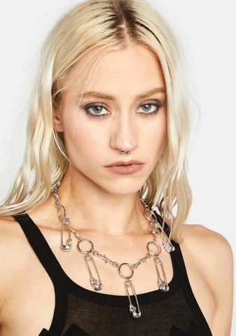 Misfit Moves Safety Pin Chain Necklace