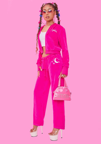 Top Of My Game Velour Track Sweatpants