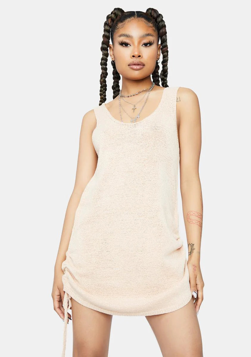 Don't Dare Me Knit Ruched Mini Dress