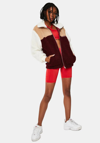 Paint The Town Colorblock Teddy Jacket