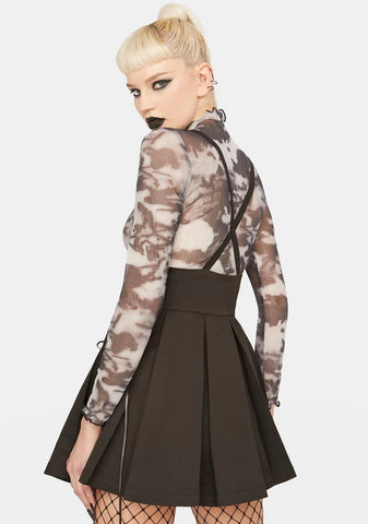 Side Rope Pleated Pinafore Dress