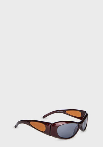 Maroon Side View Shield Sunglasses