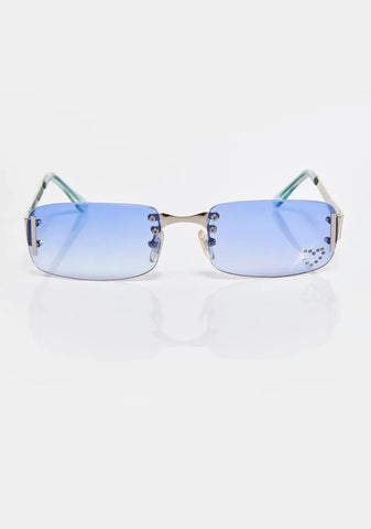 Blue Rectangular Sunglasses
