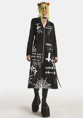 Gray Skiez Graphic Trench Coat