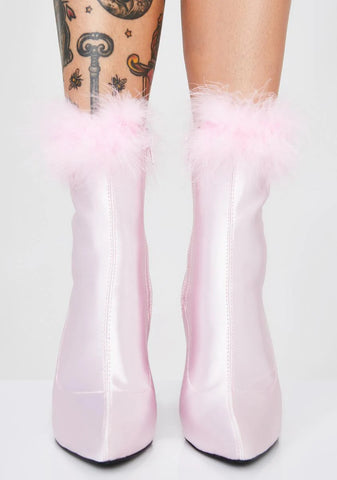 Luv Me Or Hate Me Marabou Boots - Pink
