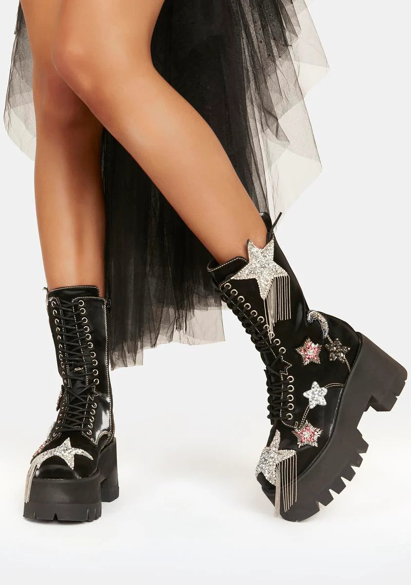 Mystic Superstar Liquid Velvet Platform Boots