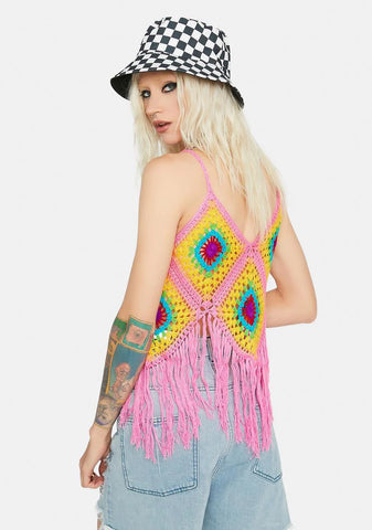 Fields Of Sunlight Crochet Fringe Top