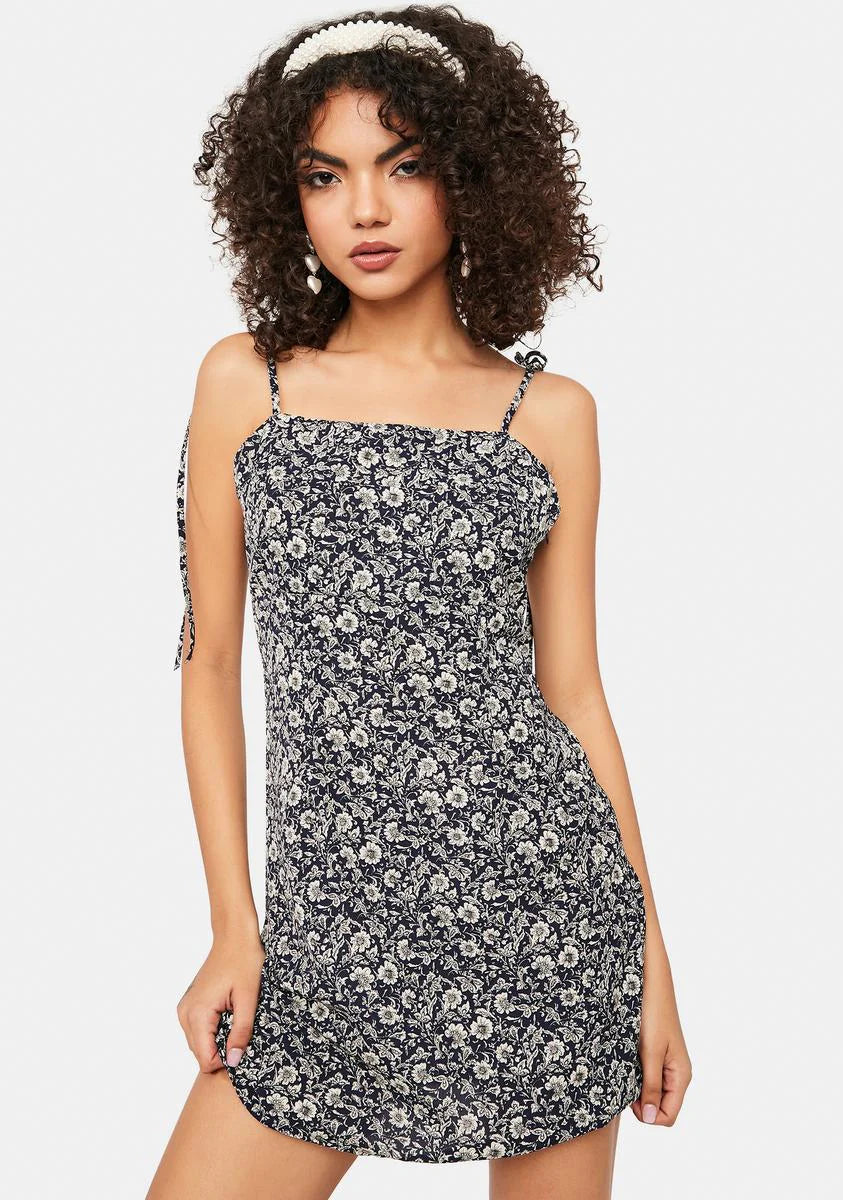 Sunset Cheer Floral Tie Strap Mini Dress