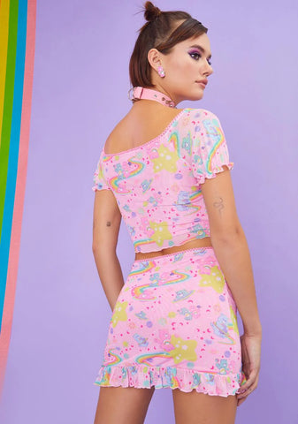 Rainbow Ride Mesh Mini Skirt