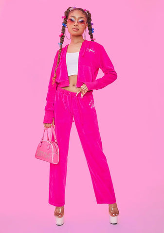 Top Of My Game Velour Track Sweatpants