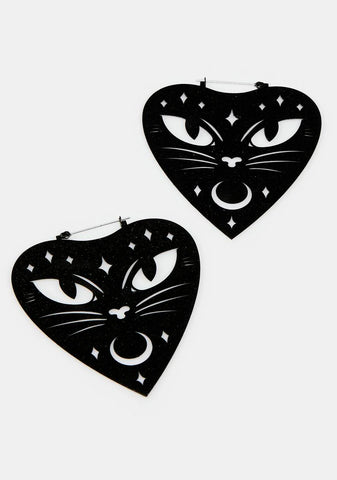 Ouija Cat Hoop Earrings