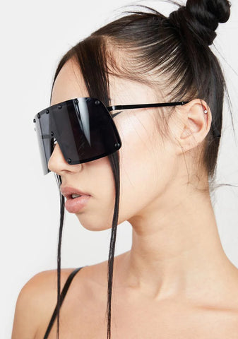 Atmosphere Oversized Black Shield Sunglasses