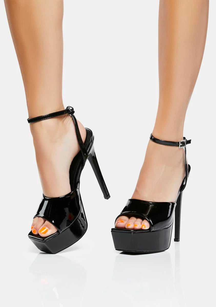 Black Just Kidding Platform Heels