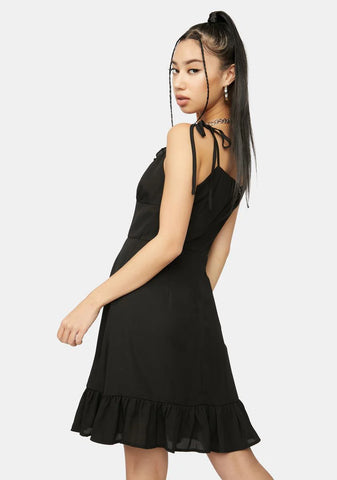 Ink No Promises Ruffle Tie Strap Mini Dress