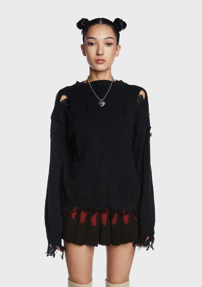 On The Verge Distressed Sweater