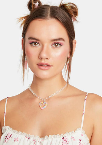 Blush Filled With Love Clear Chain Necklace