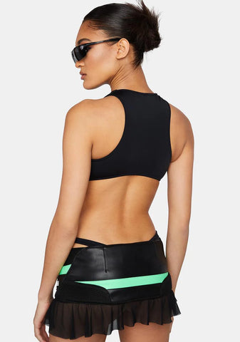 Green Moto Mini Skirt