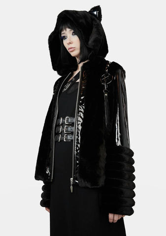 Faux Fur Cat Ear Coat