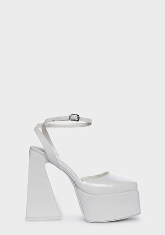White Clementine Block Heels