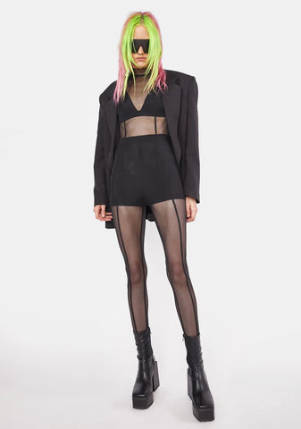 Noir Shake The Room Mesh Jumpsuit Set