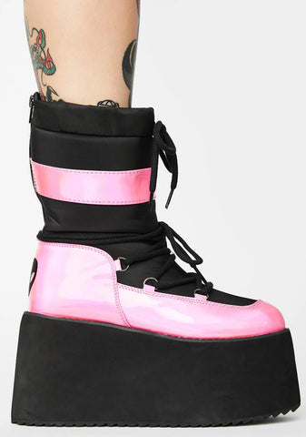 Pink Holographic Qronic Winter Boots
