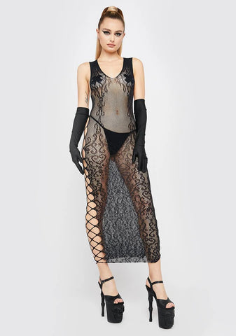 Fallen For You Fishnet Maxi Dress