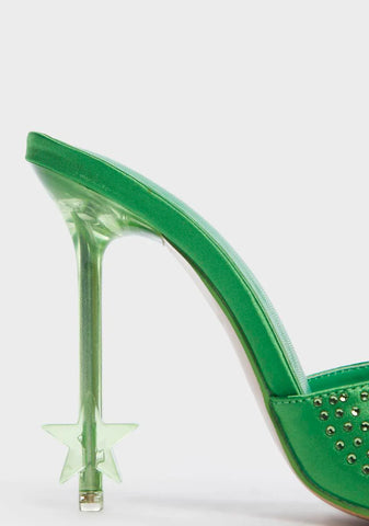 Green Nelly Peep Toe Heels