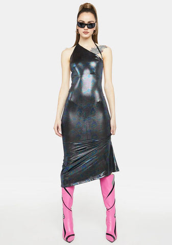Wicked Fave Fan Hologram Maxi Dress