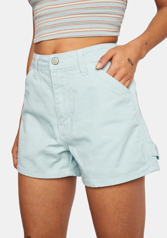 Blue Fade High Rise Carpenter Shorts