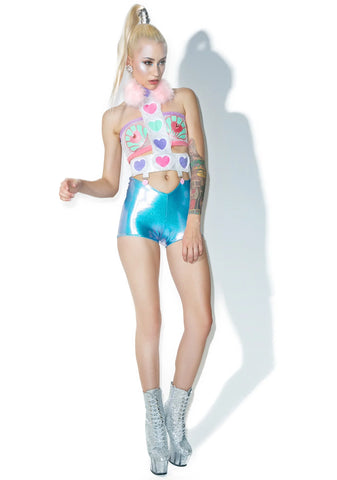 Reversible Hologram Mermaid Shorts - Light Blue