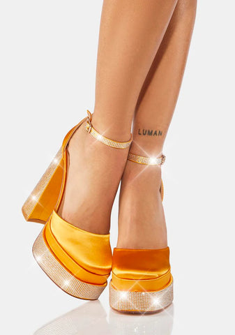 Yellow Sugar And Spice Rhinestone Heels