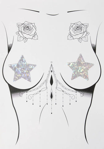 Silver Disco Ball Star Nipple Pasties