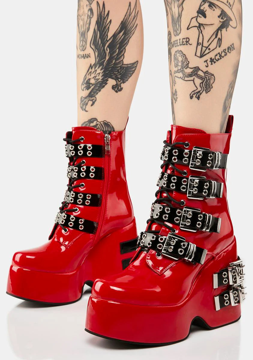 Red Amalfi Buckle Boots