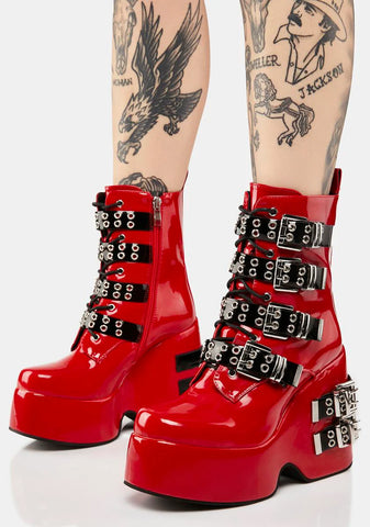 Red Amalfi Buckle Boots