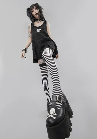 Martyr Me Skull Striped Sweater Dress