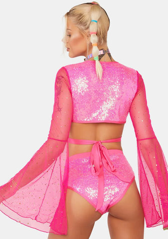 Dazed Dreamer Sequin Booty Shorts- Pink