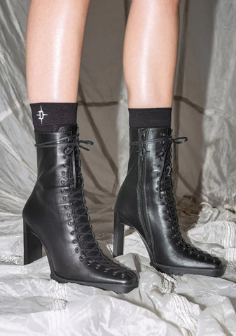 Synth Genuine Leather Lace-Up Ankle Boots