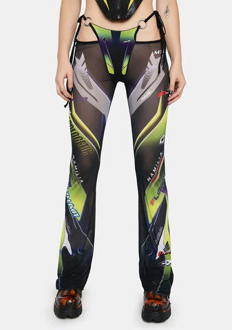 Yellow Racing Mesh Thong Pants