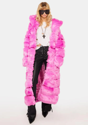 Luxe Jenny Pink Faux Fur Coat
