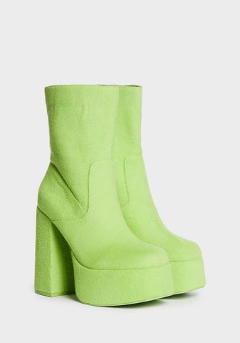 x Teletubbies Green Platform Boots