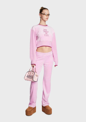 Too Juicy To Care Velour Cropped Sweater