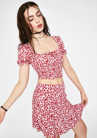 Red Butterfly Gaelle Mini Skirt