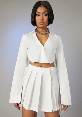 Catching International Flights Pleated Skirt