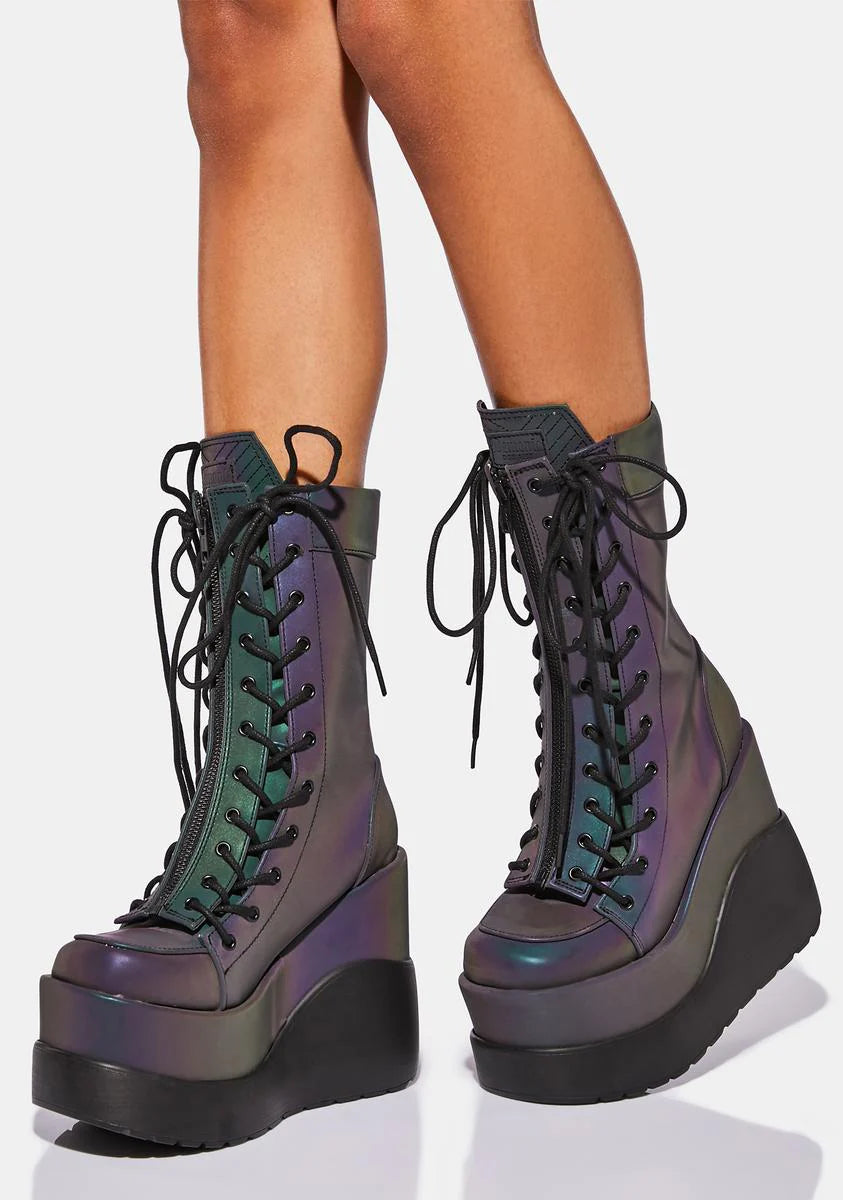 Reflective Deep Void Platform Boots