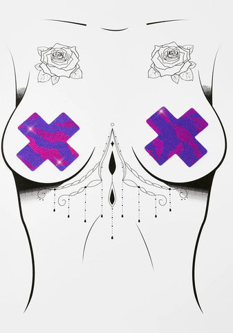 DK X Neva Nude Sparkle Overlay Cross Pasties