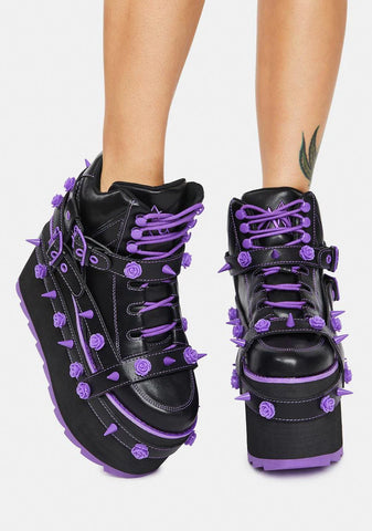 Purple Qozmo Bondage Rose Platform Sneakers