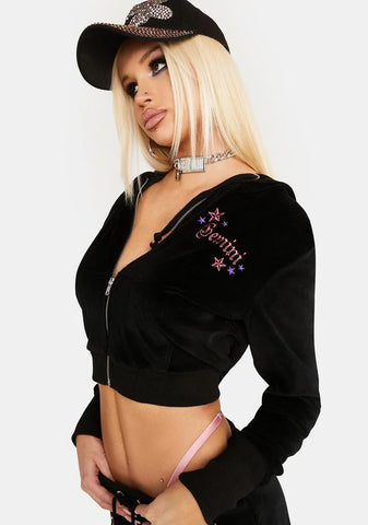 Can't Commit Velour Hoodie