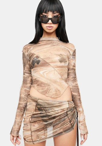 Atmosphere Rockslide Print Mesh Skirt