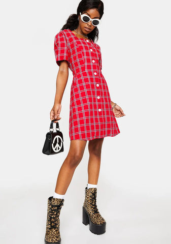 Hottie Got You Addicted Plaid Mini Dress