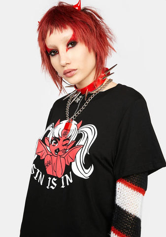 Sin Is In Oversized Graphic Tee